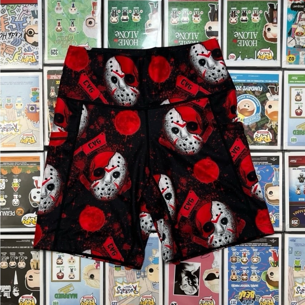 Halloween's Jason Voorhees Mask Workout Biker Shorts